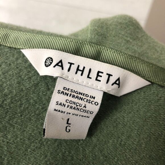 Athleta Women's Large Purana Wrap Sweatshirt Eucalyptus Olive Hooded Long Sleeve - Picture 7 of 8